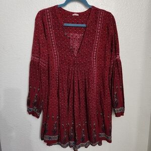 En Creme peasant top women's size large red boho